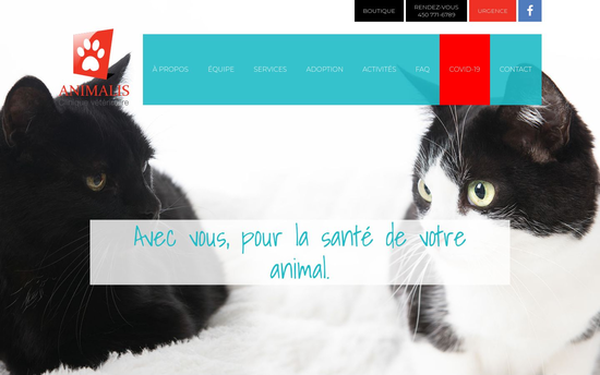 capture écran du site http://www.veterinaireanimalis.ca/
